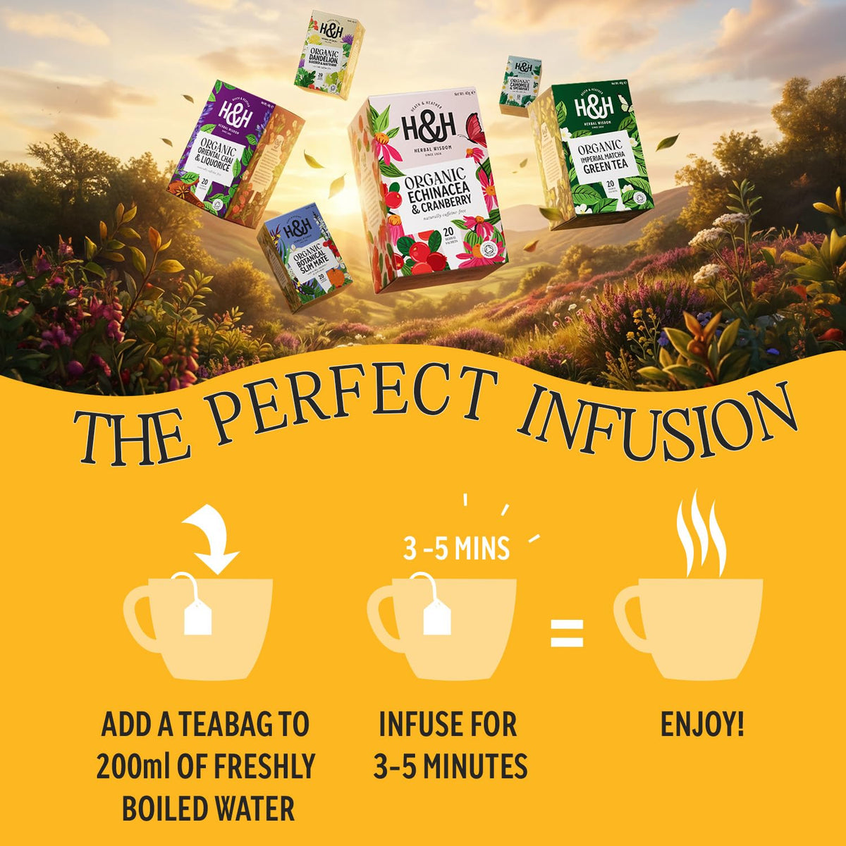 Heath & Heather Organic Camomile with Manuka Honey Herbal Tea - Promotes Relaxation | 20 Teabags | 40g 4