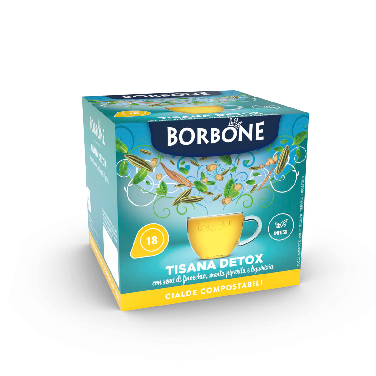 Caffè Borbone Detox Infusion - 72 ESE Pods | Fennel, Mint, Licorice, Rhubarb