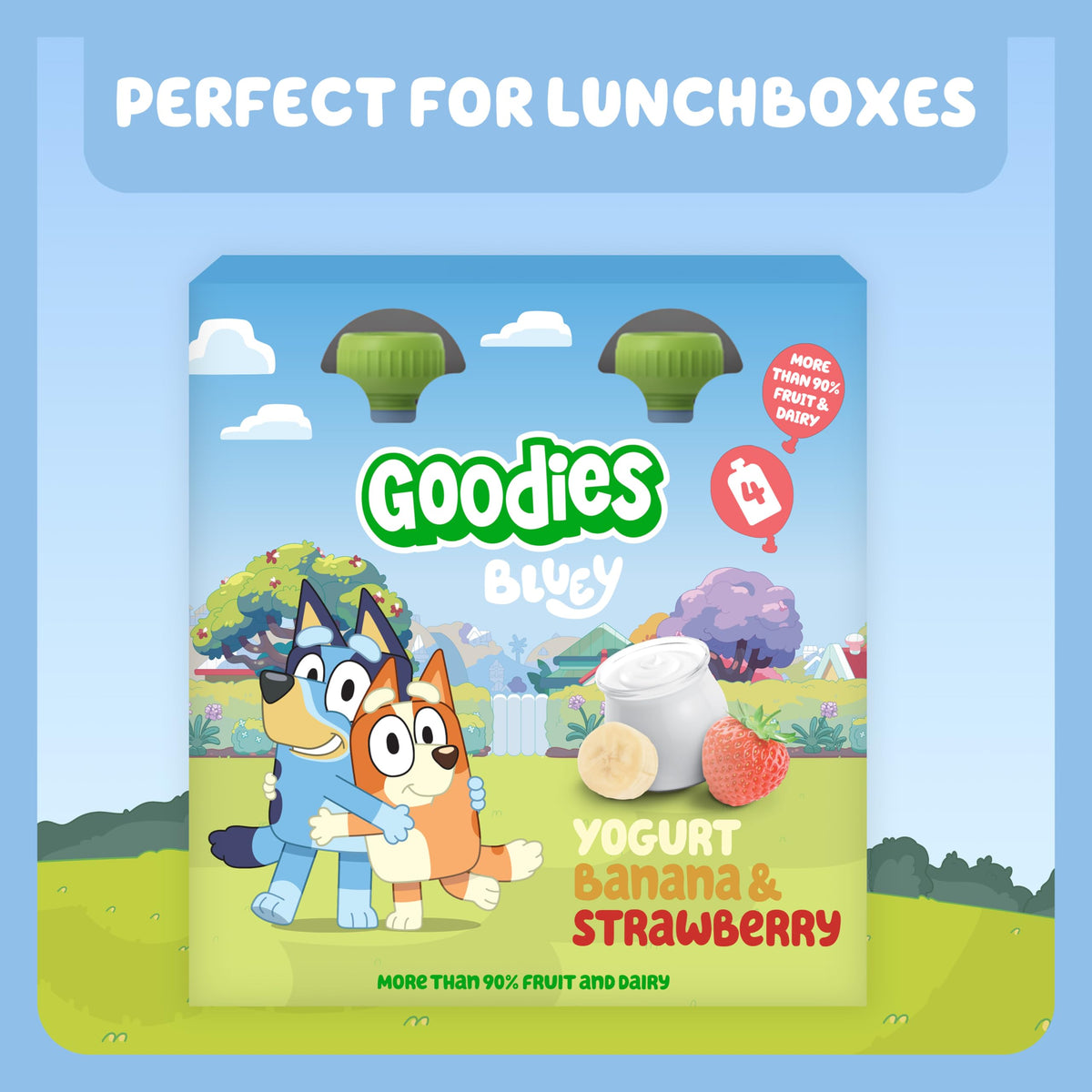 Goodies Bluey Fruit Yoghurt Pouches - Banana & Strawberry, 1 of 5 a Day, No Added Sugar, 12 x 100g 6