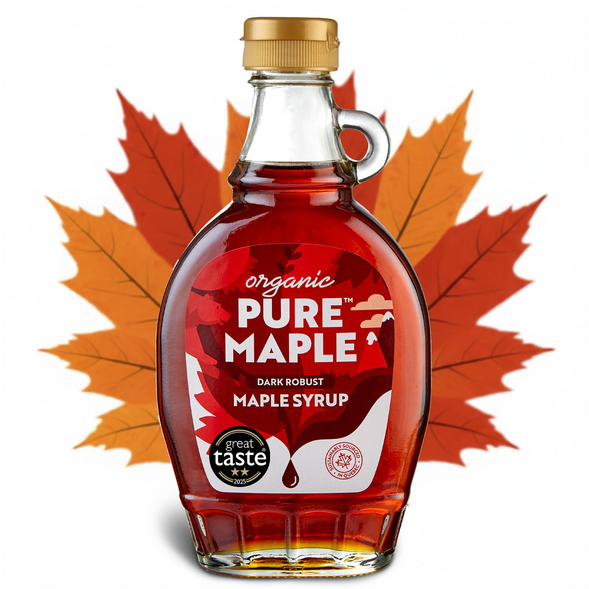 Pure Maple Organic Dark Robust Maple Syrup - 236ml | Grade A | 100% Maple Sap