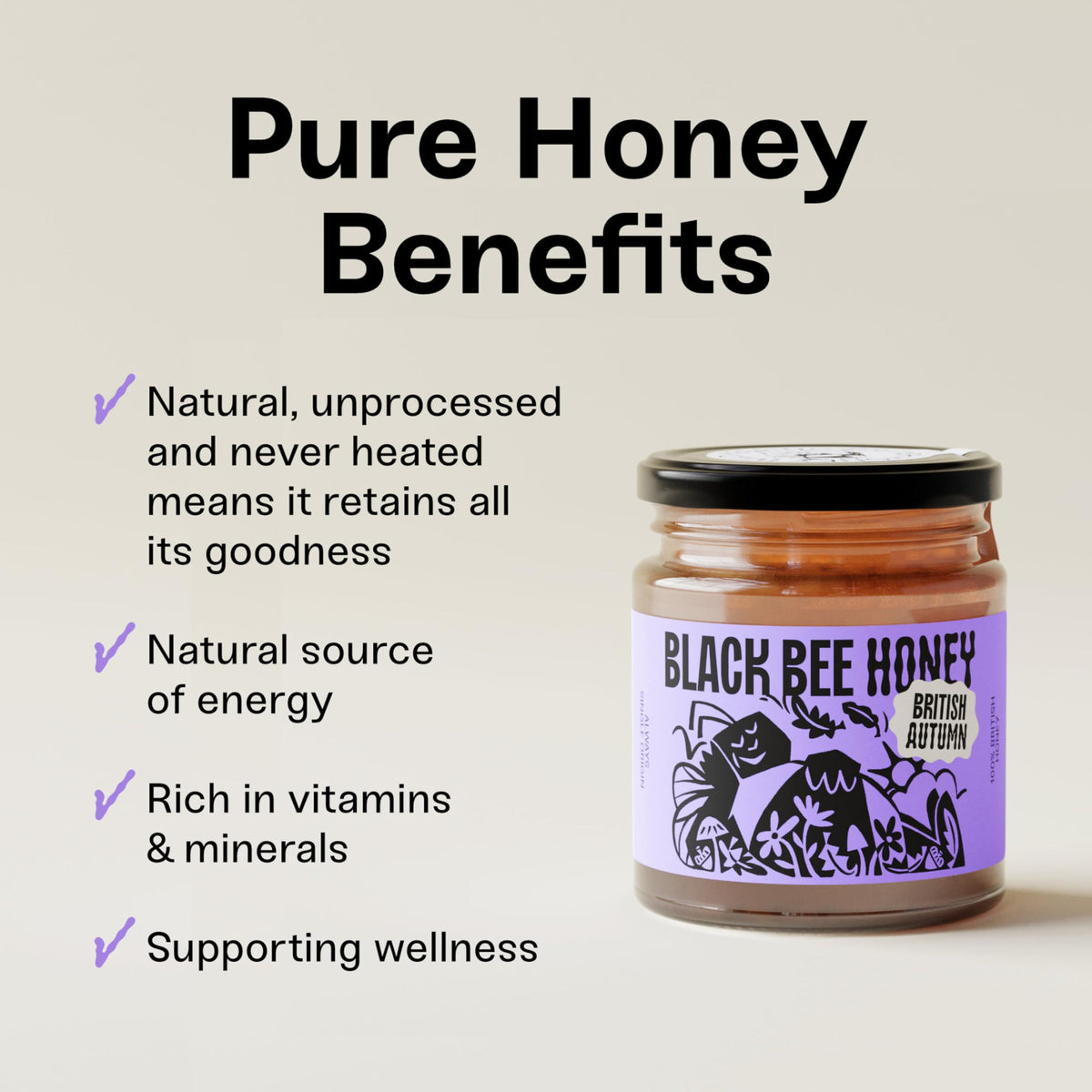 Black Bee Honey Pure British Autumn Raw Honey - 227g Glass Jar | Thick & Aromatic | Single Origin 5