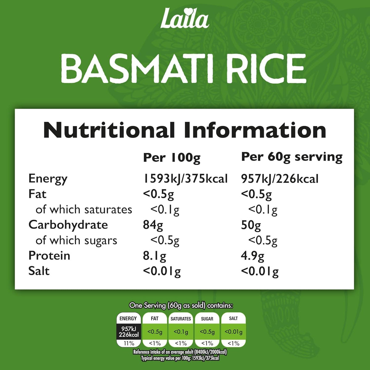 Laila 100% Pure Basmati Rice - 500g Bag | Long Grain | Gluten-Free 2
