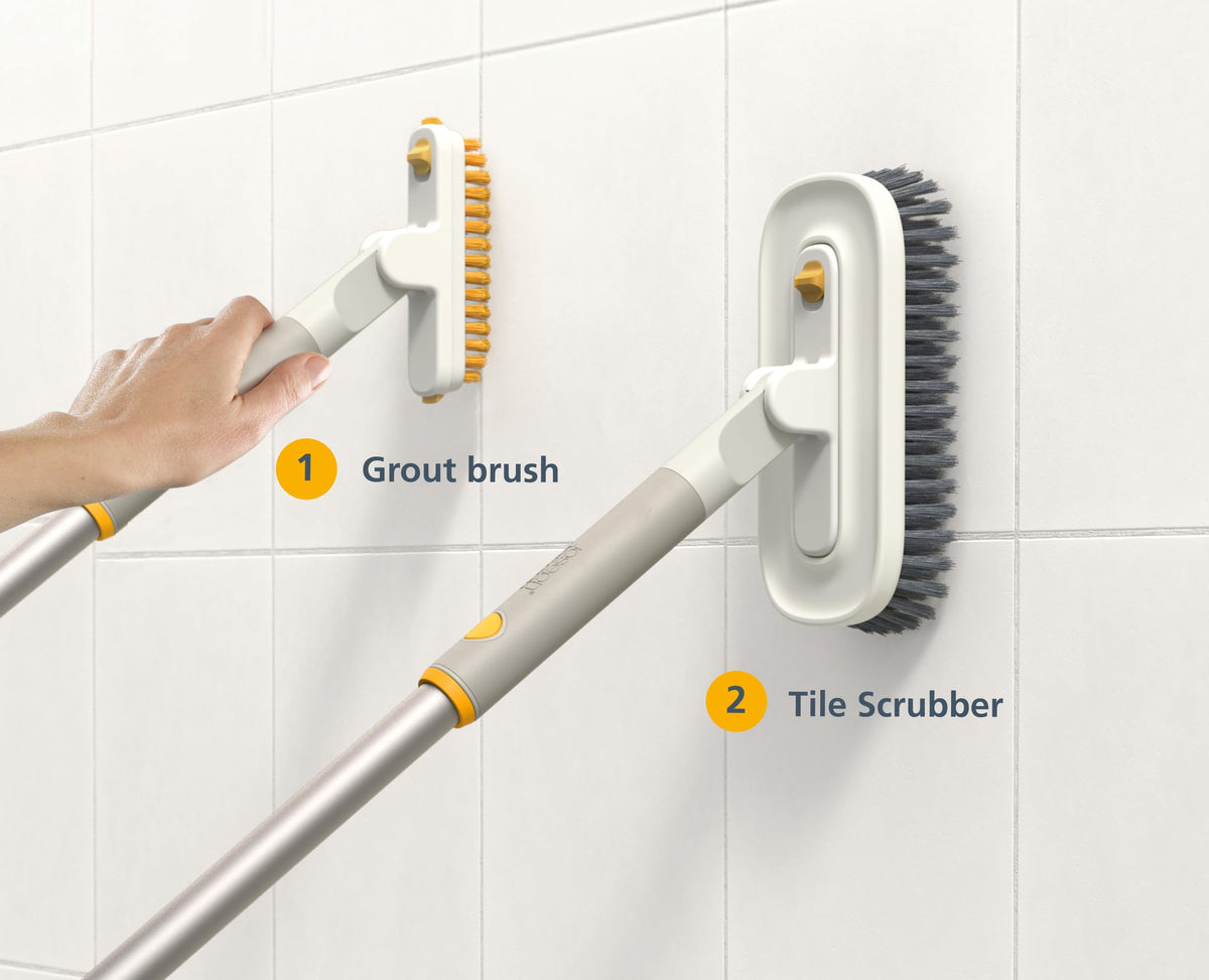 Joseph Joseph CleanTech 2-in-1 Tile and Grout Scrubber Brush with Removable V-Shaped Bristle Brush 7