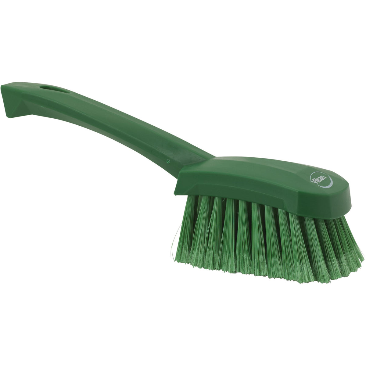 Vikan Washing Brush - Soft/Split Bristles, Short Handle, Green | 270mm