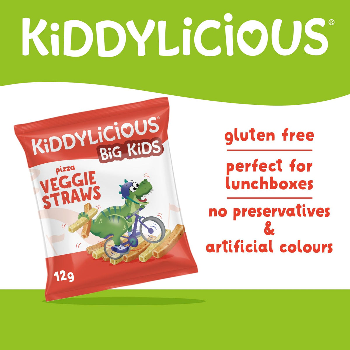 Kiddylicious Pizza Straws - Gluten-Free, Vegan Snack for Toddlers 3+ Years | 16 Pack