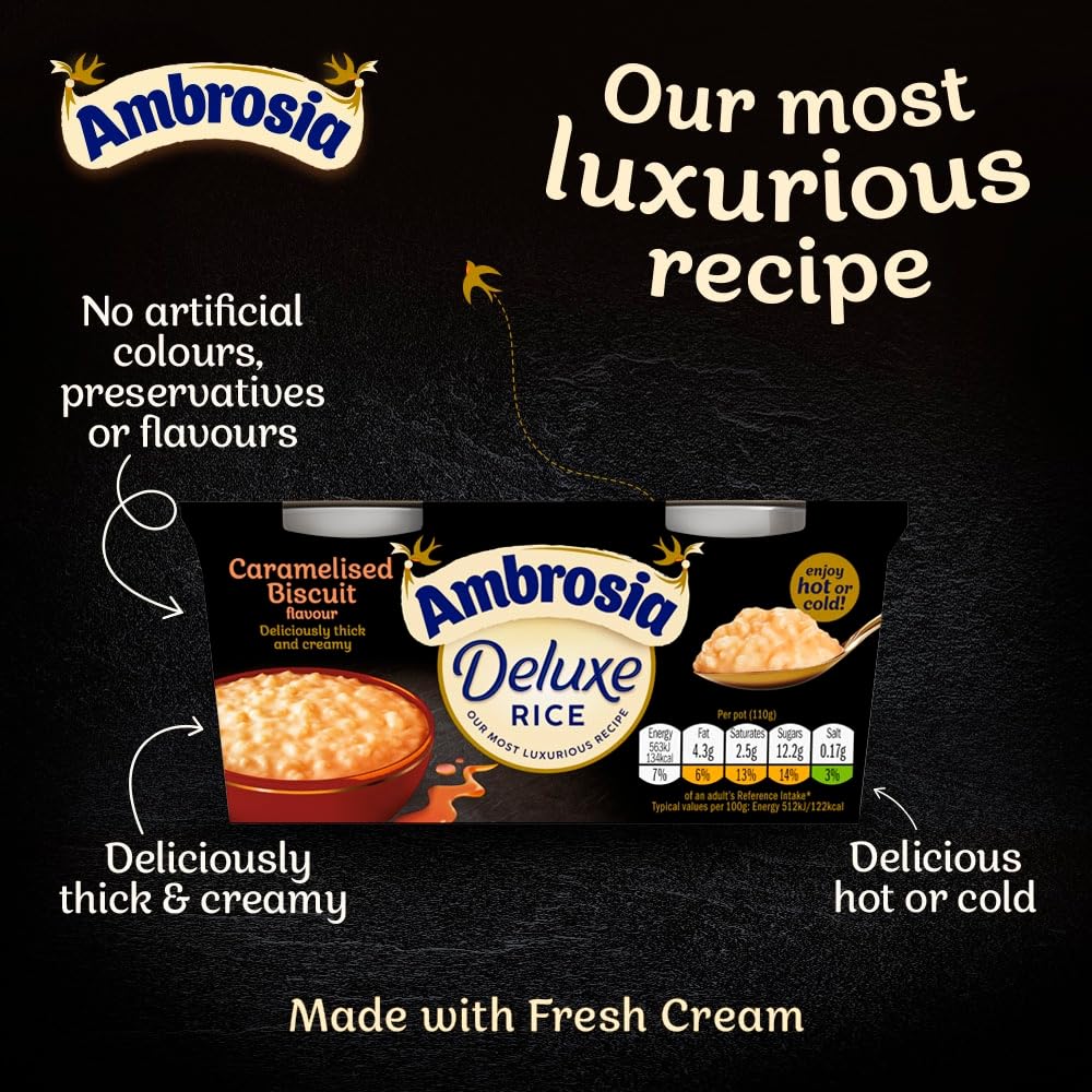 Ambrosia Deluxe Caramelised Biscuit Rice Pudding Pots - 8 x 110g 4