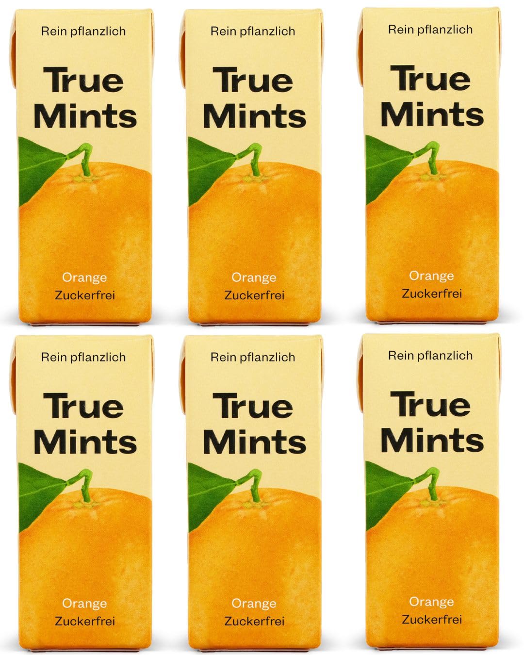 True Gum Orange Flavour Mints - Sugar Free, Xylitol, Vegan | 12-Pack