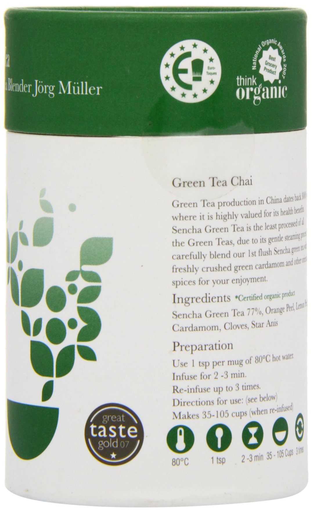 Solaris Tea Organic Loose Whole Leaf Green Tea Chai 50 g