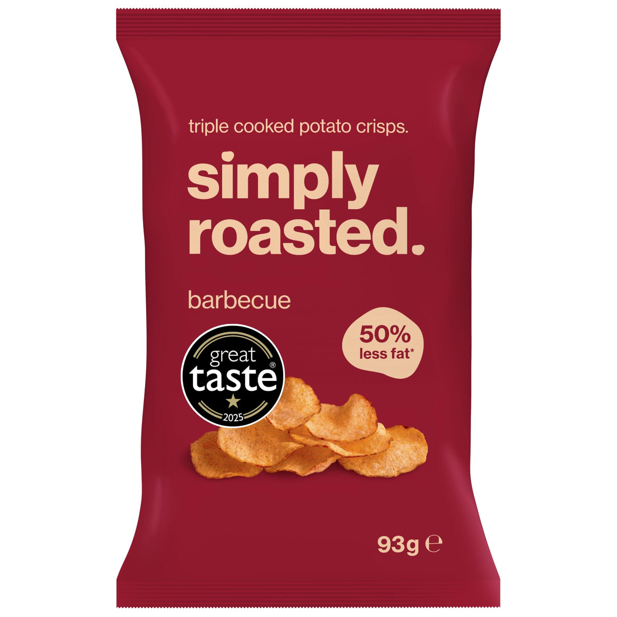 Simply Roasted Barbecue Crisps - 12 x 93g Sharer Bags | Smoky & Bold Flavour | Roasted, Not Fried