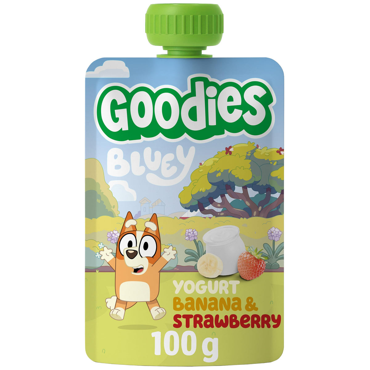 Goodies Bluey Fruit Yoghurt Pouches - Banana & Strawberry, 1 of 5 a Day, No Added Sugar, 12 x 100g 3