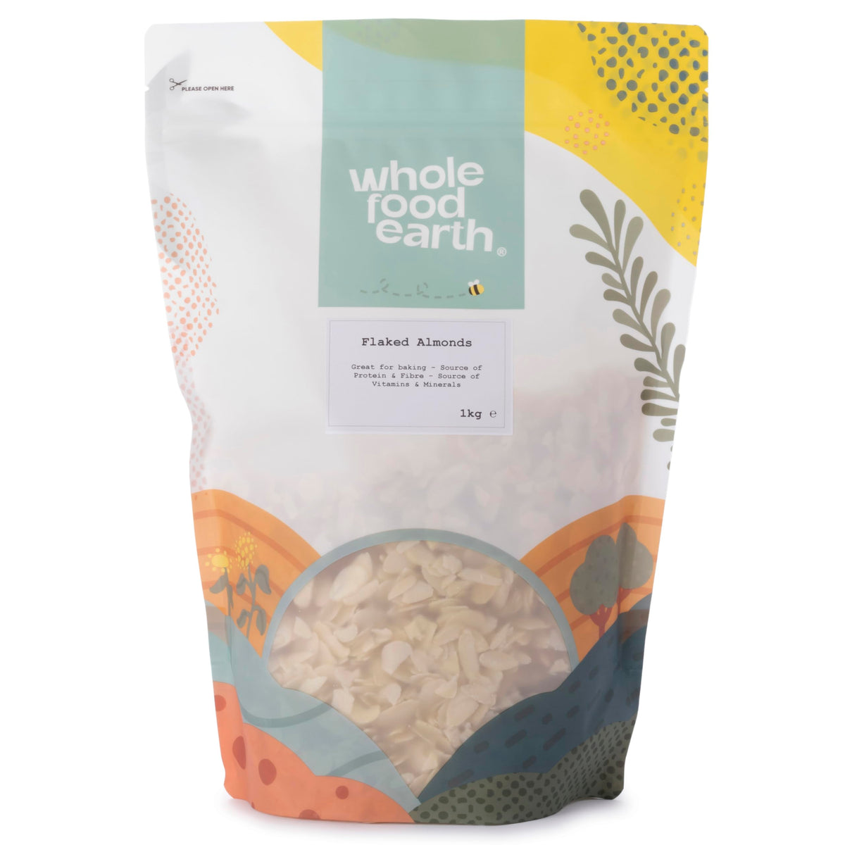 Wholefood Earth Flaked Almonds - 1kg Bag | GMO Free, High Fibre, Source of Protein