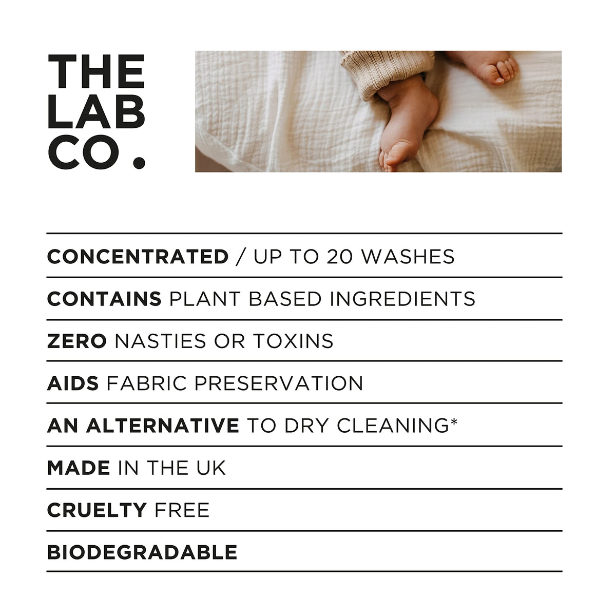 The Lab Co. Baby Wash - Gentle Non-Bio Liquid Detergent for Sensitive Skin | 300ml Cotton Fresh Scent 6