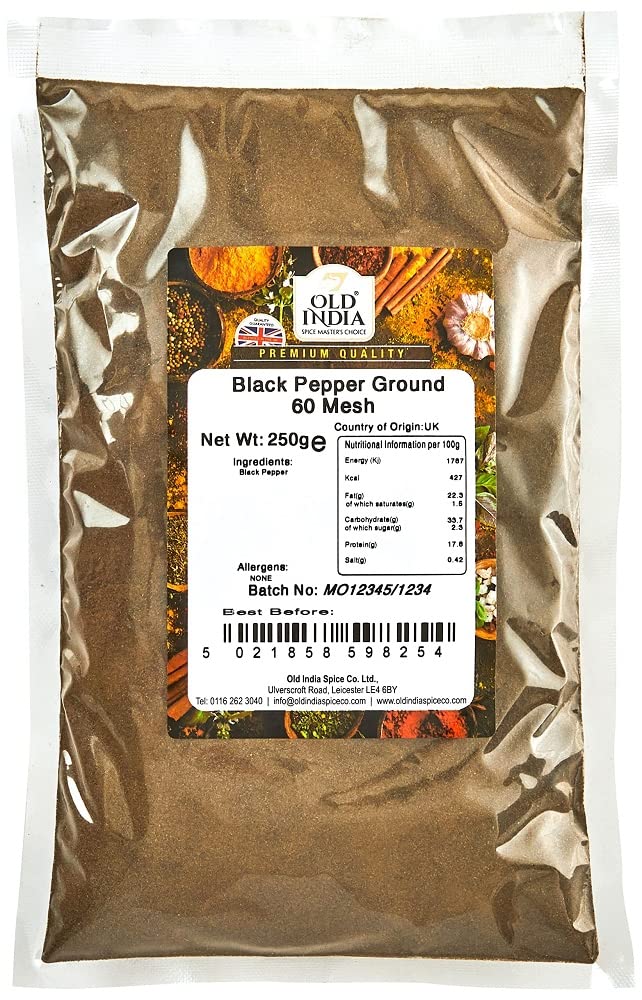 Old India Black Pepper Ground - 60 Mesh Powder | 250g