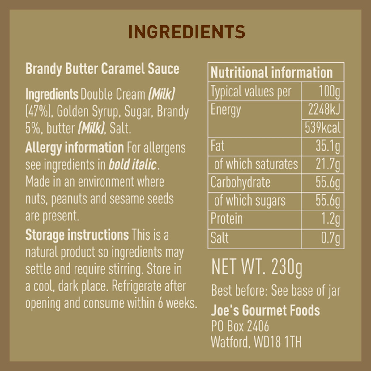 Joe & Seph's Brandy Butter Caramel Sauce - Pack of 2, 230g Each | Gluten Free 4