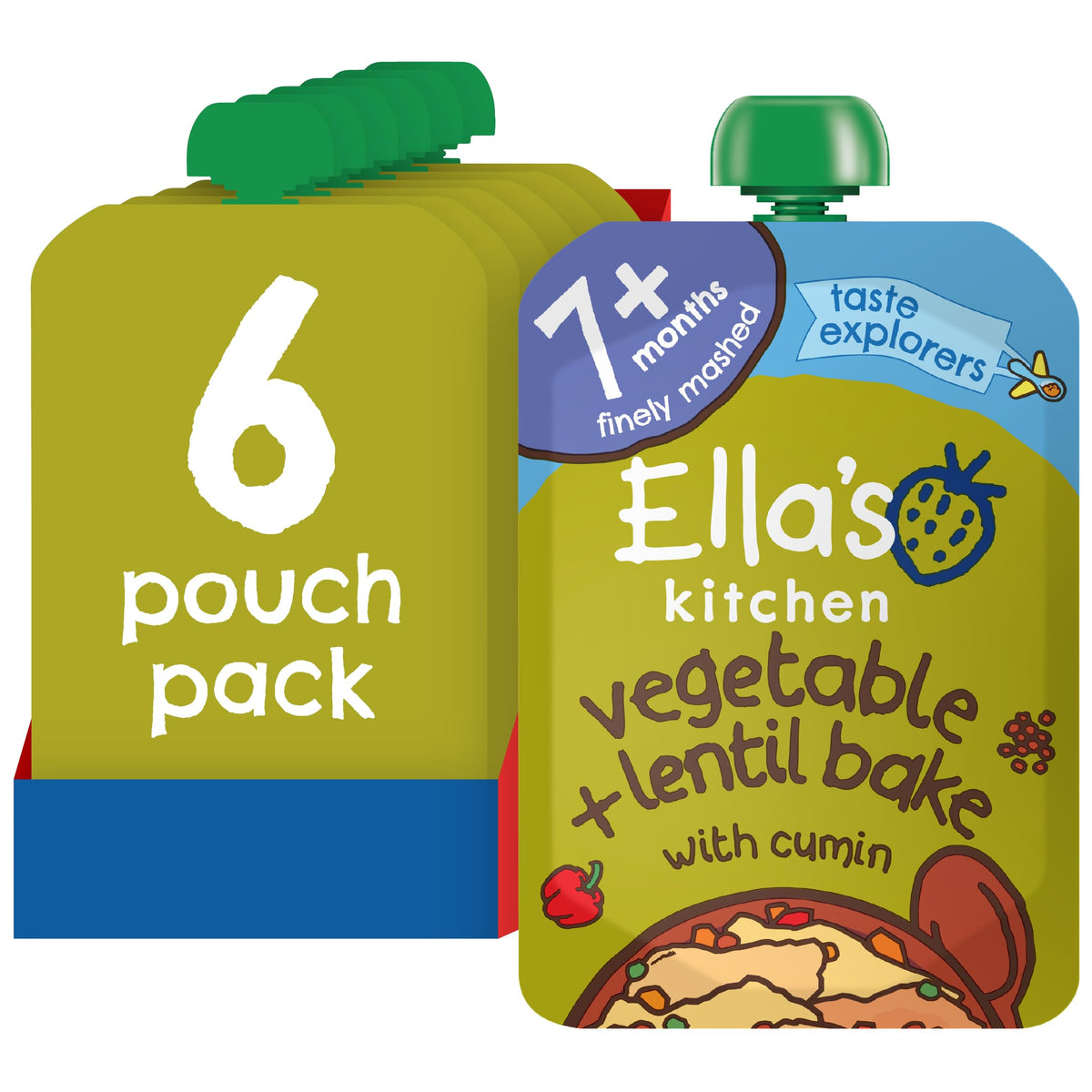 Ella's Kitchen Organic Vegetable Bake Stage 2 (7+ Months) - 130g Pouches, Pack of 6