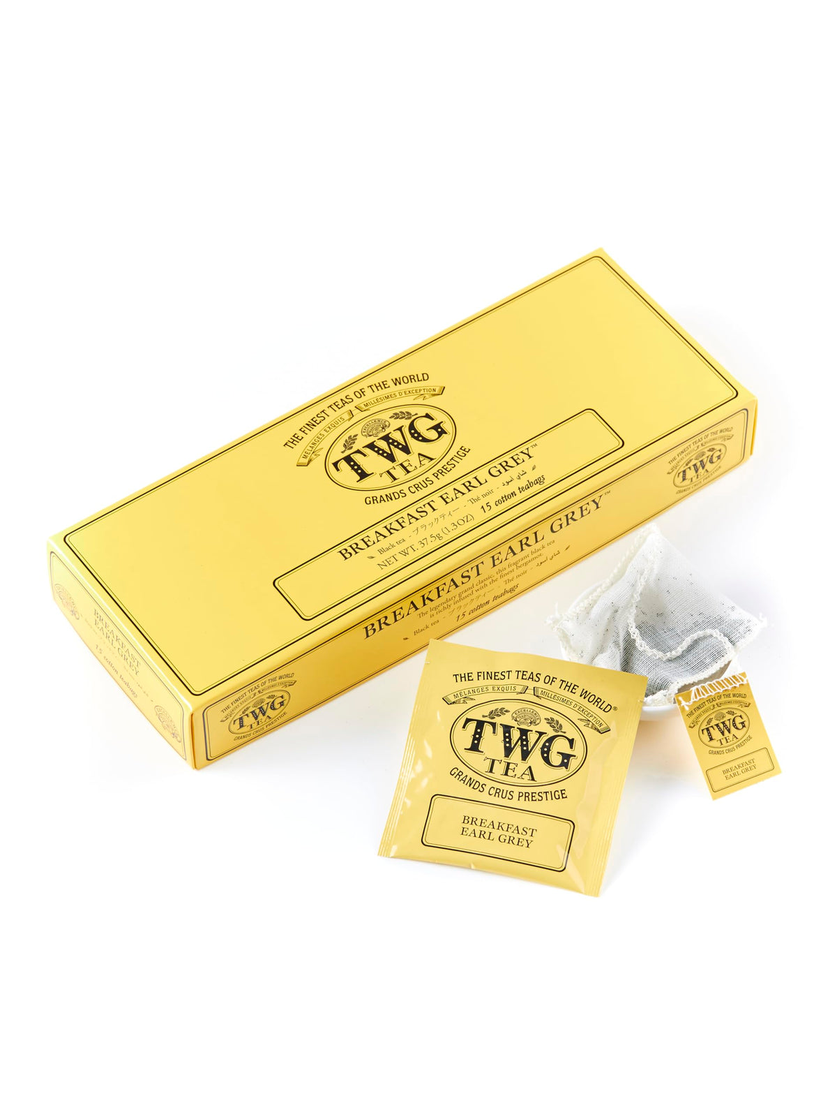 TWG Tea Breakfast Earl Grey Black Tea - Bergamot Infused, 15 Hand-Sewn Cotton Teabags