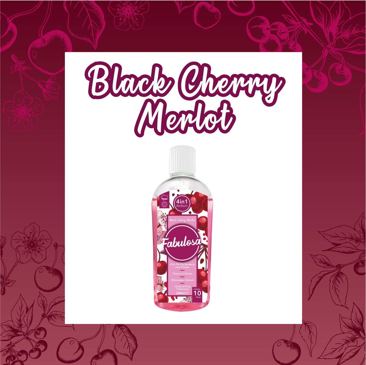 Fabulosa Black Cherry Merlot All-Purpose Cleaner - Kills 99.9% Bacteria & Viruses | 220ml