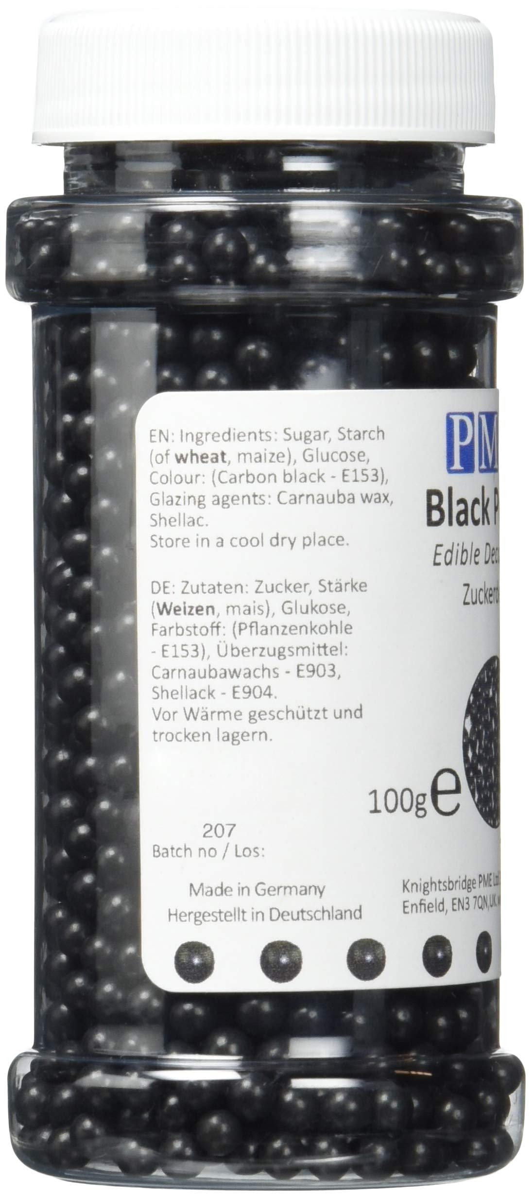 PME Small Sugar Pearls - Black, 100g
