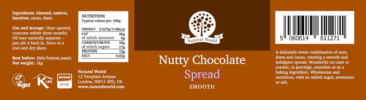 Nutural World Smooth Nutty Chocolate Spread - 1kg | Vegan | Sugar-Free 4