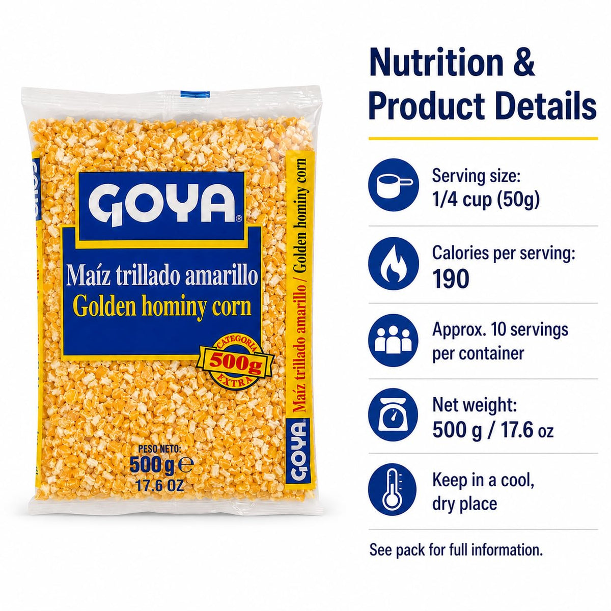 Goya Golden Hominy Corn - 100% Golden Hominy Corn | 500g 3