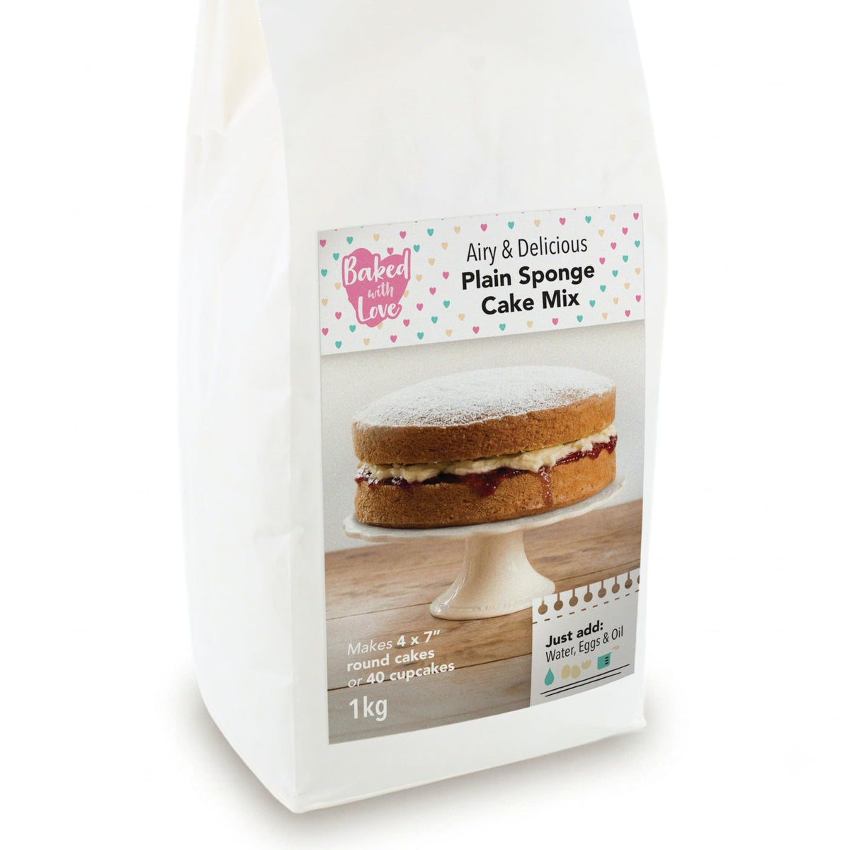 Baked With Love Plain Cake Mix - 1kg | Makes 40 Cupcakes or 4 x 7" Cakes | Easy Bake Sponge 4
