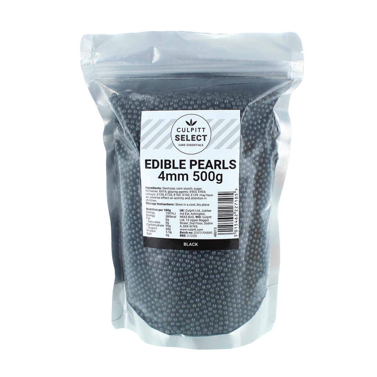 Culpitt Select Black Pearls - 4mm Edible Sugar Sprinkles | 500g Pouch