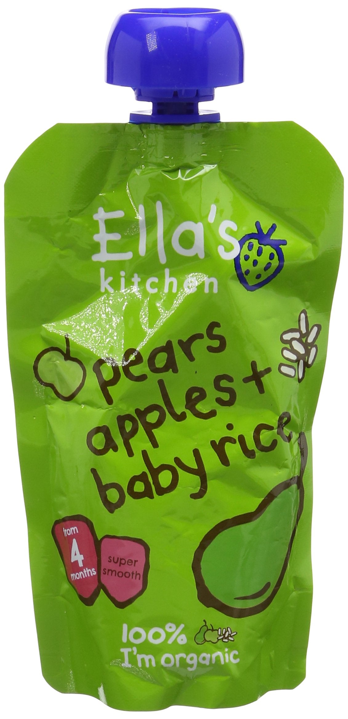 Ella's Kitchen Organic Apple and Pear Baby Rice - Suitable from 4 Months | 120g Pouches | Pack of 7
