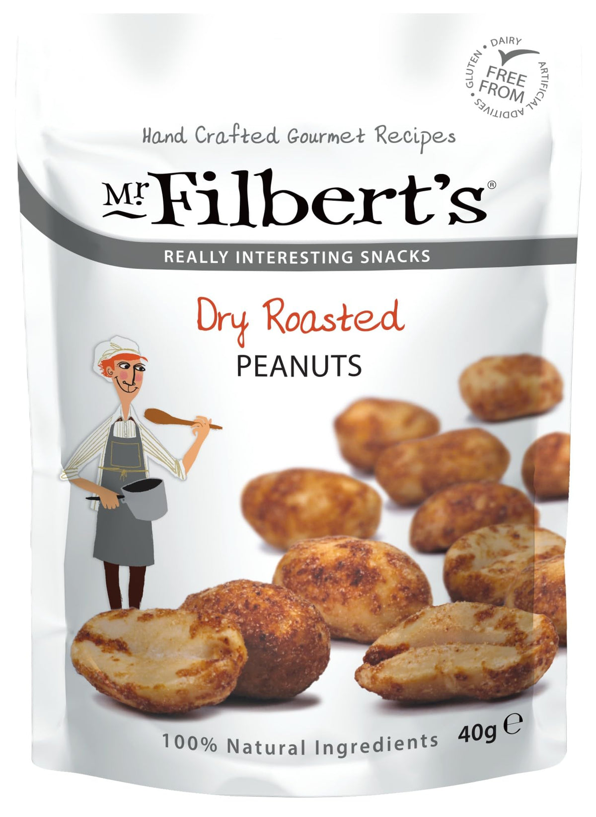 Mr Filbert's Dry Roasted Peanuts - 20 x 40g Snack Packs | Suitable for Vegans