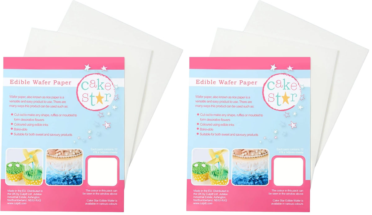 Cake Star White Wafer Paper - 12 Sheets, Edible, Sugar-Free, Vegan