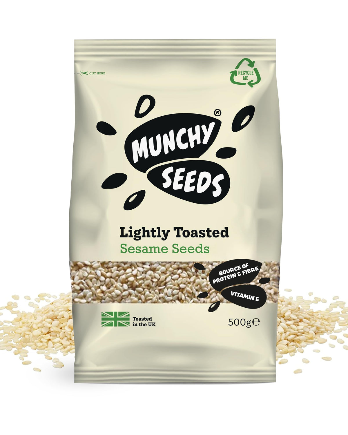 Munchy Seeds Lightly Toasted White Sesame Seeds - 500g Bag