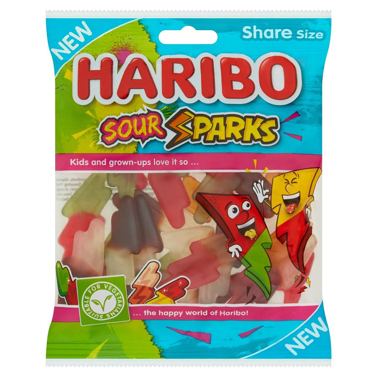 HARIBO Sour Sparks Bag - Sour Gummy Sweets | 175g | Vegetarian