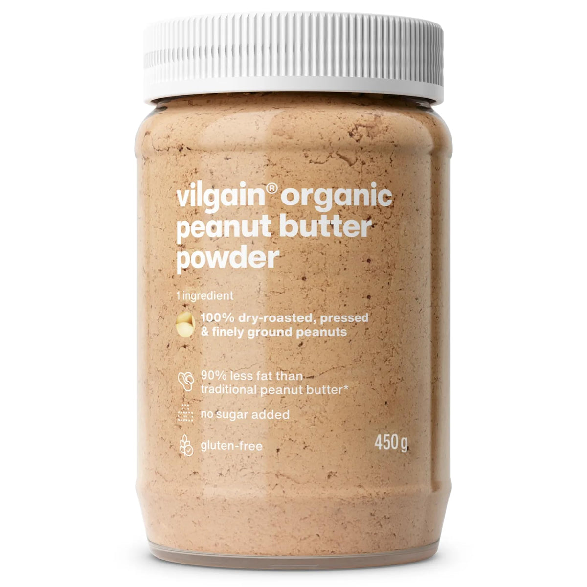 Vilgain Organic Peanut Butter Powder - 450g | High Protein | Vegan