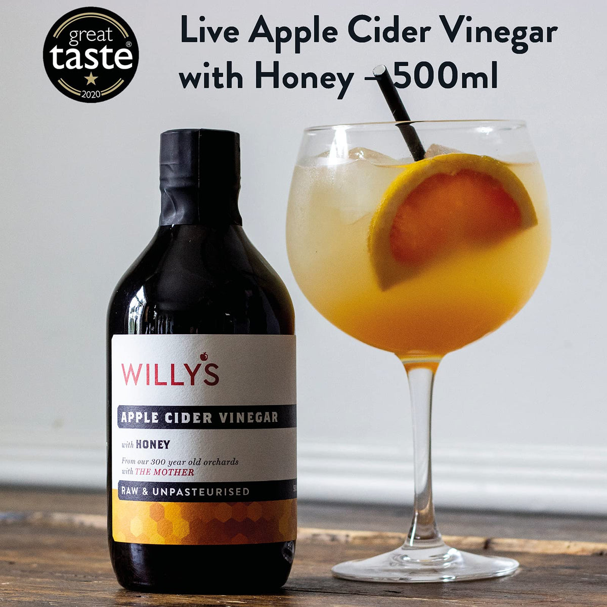 WILLY'S Organic Raw Apple Cider Vinegar with Honey - 500ml | Live Mother | Great Taste Award Winner 4