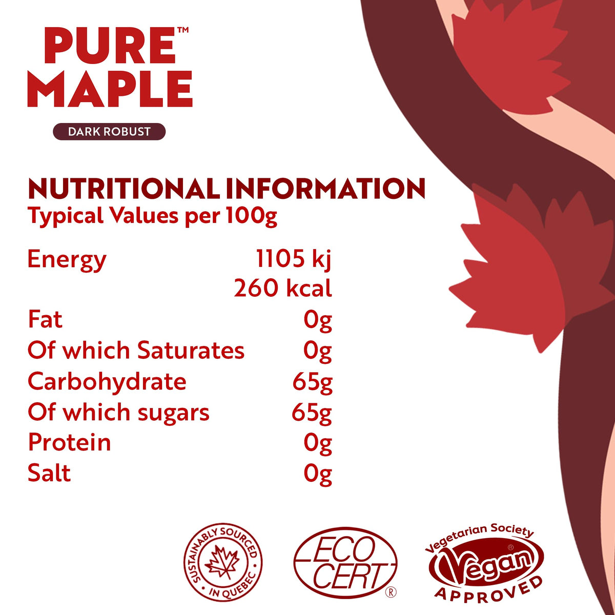 Pure Maple Organic Dark Robust Maple Syrup - 236ml | Grade A | 100% Maple Sap 3
