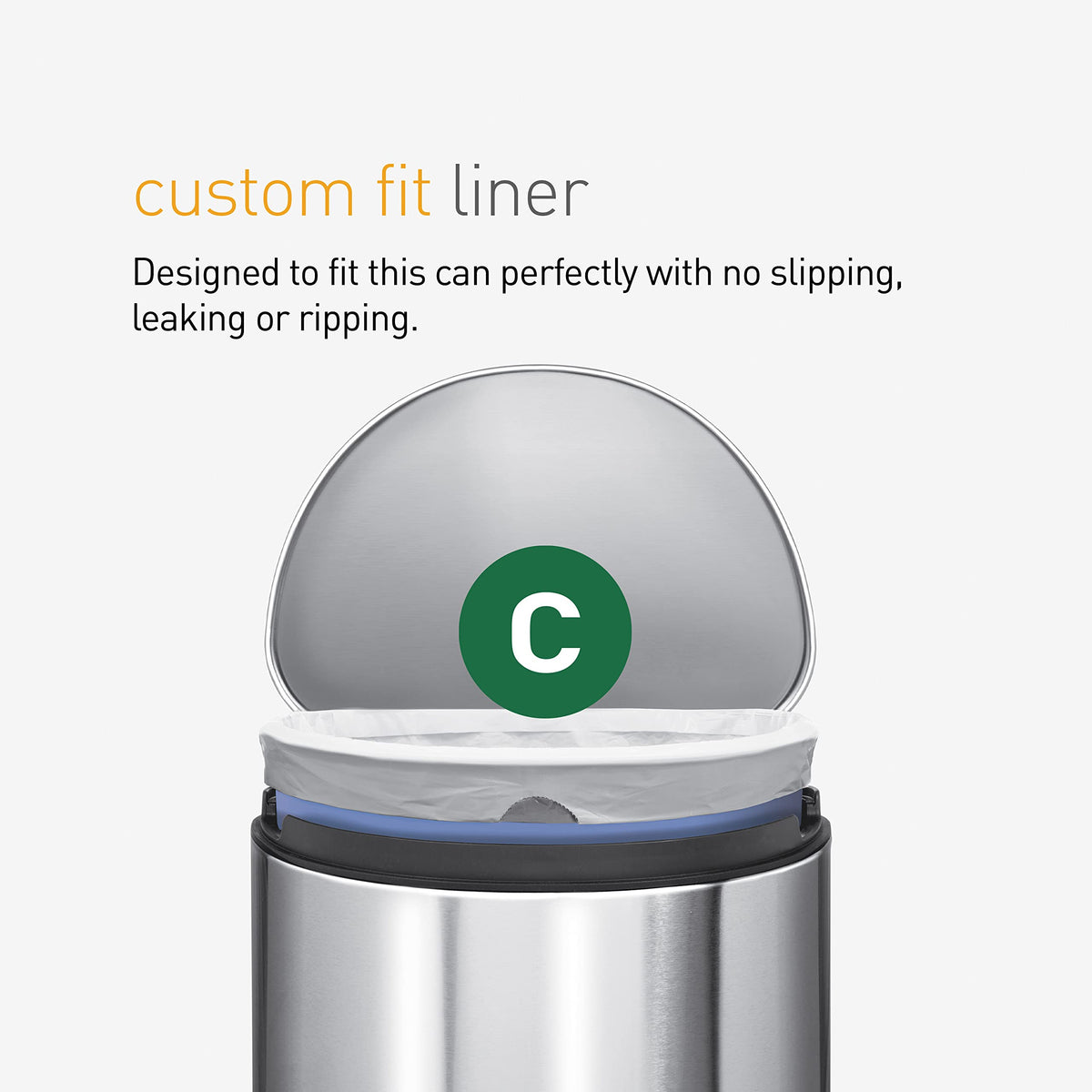 simplehuman Code C Custom Fit Bin Liners - 12 Litre Capacity, White Plastic, Pack of 20 4