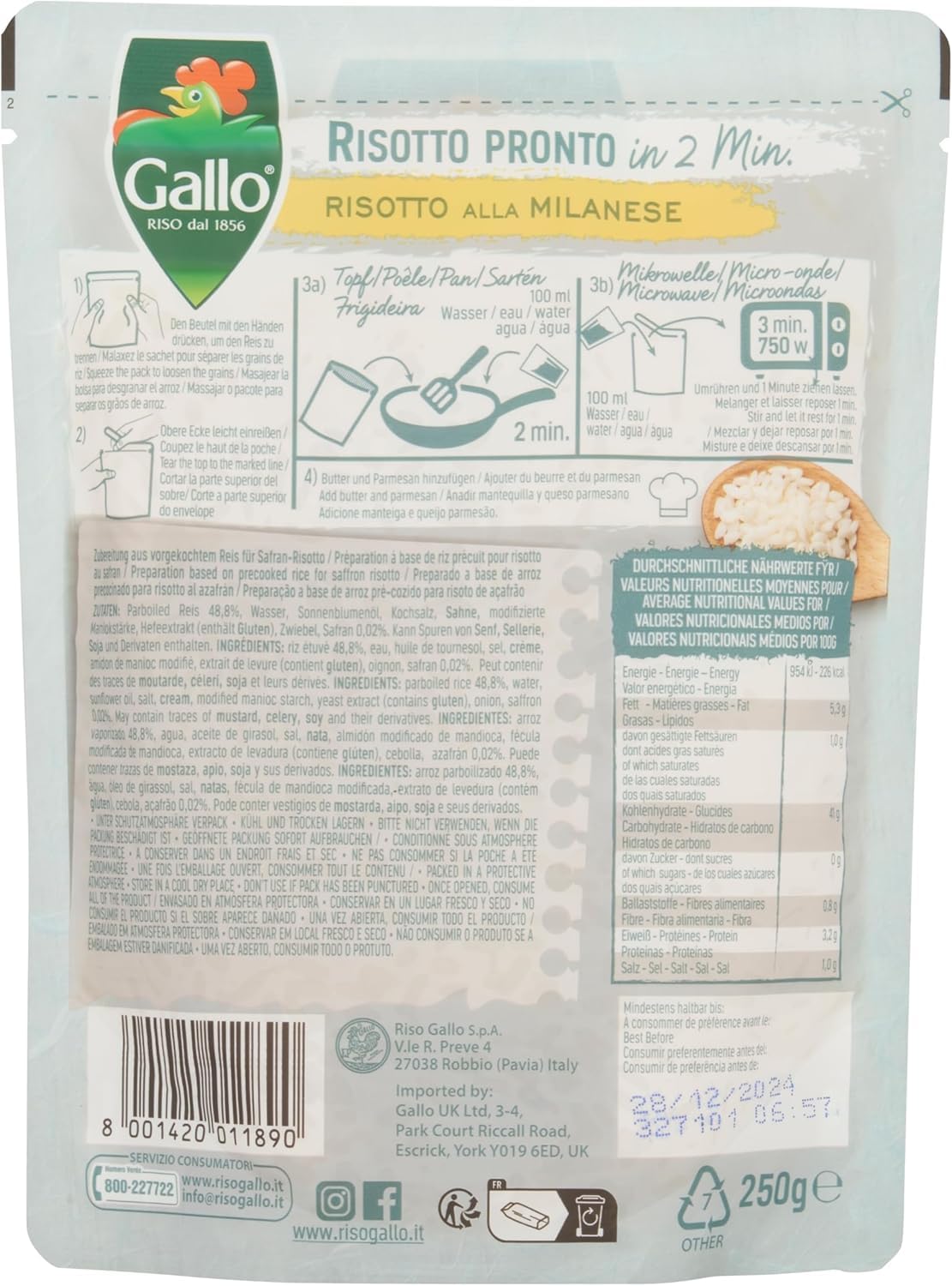 Riso Gallo Saffron Risotto Pronto - Quick Cook Vegetarian Meal | 250g Pack of 6 7