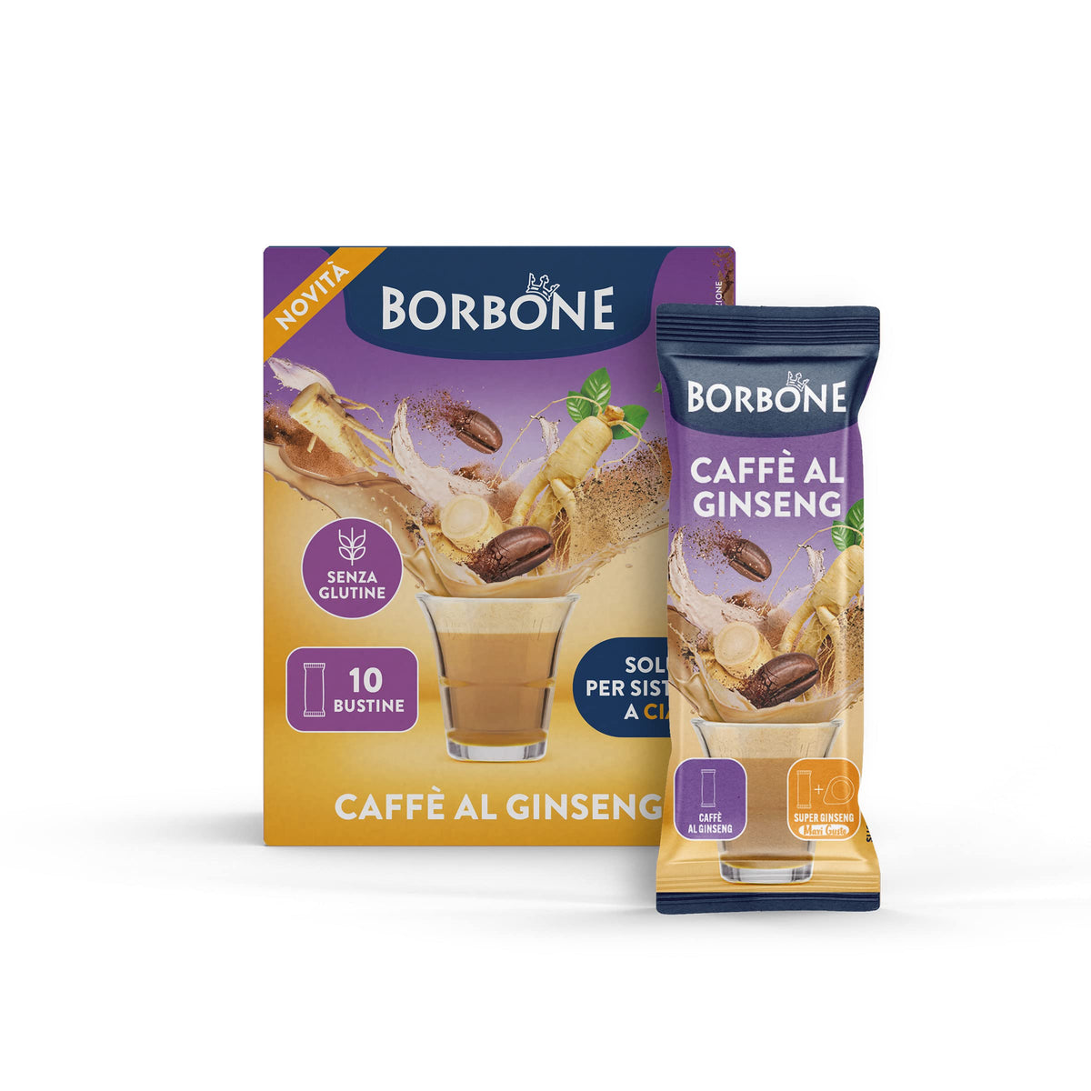 Caffè Borbone Ginseng Coffee Sticks - 80 Individual Sticks | Instant Drink | Made in Italy