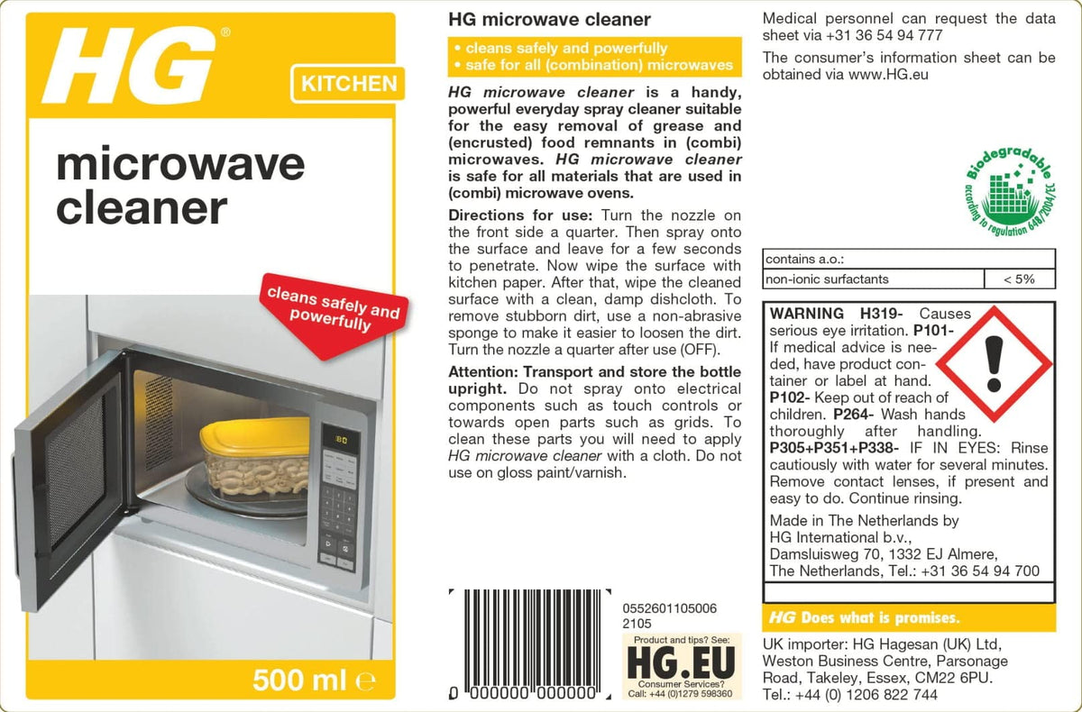 HG Microwave Cleaner - Powerful Grease & Food Deposit Remover | 500ml Spray | Linen Scent 5