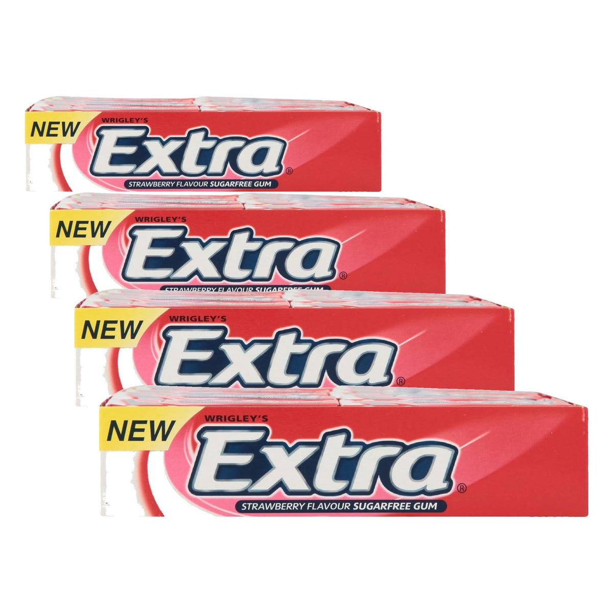 Wrigley's Extra Strawberry Chewing Gum - Sugar Free, 10 Pieces, 14g (Pack of 4)