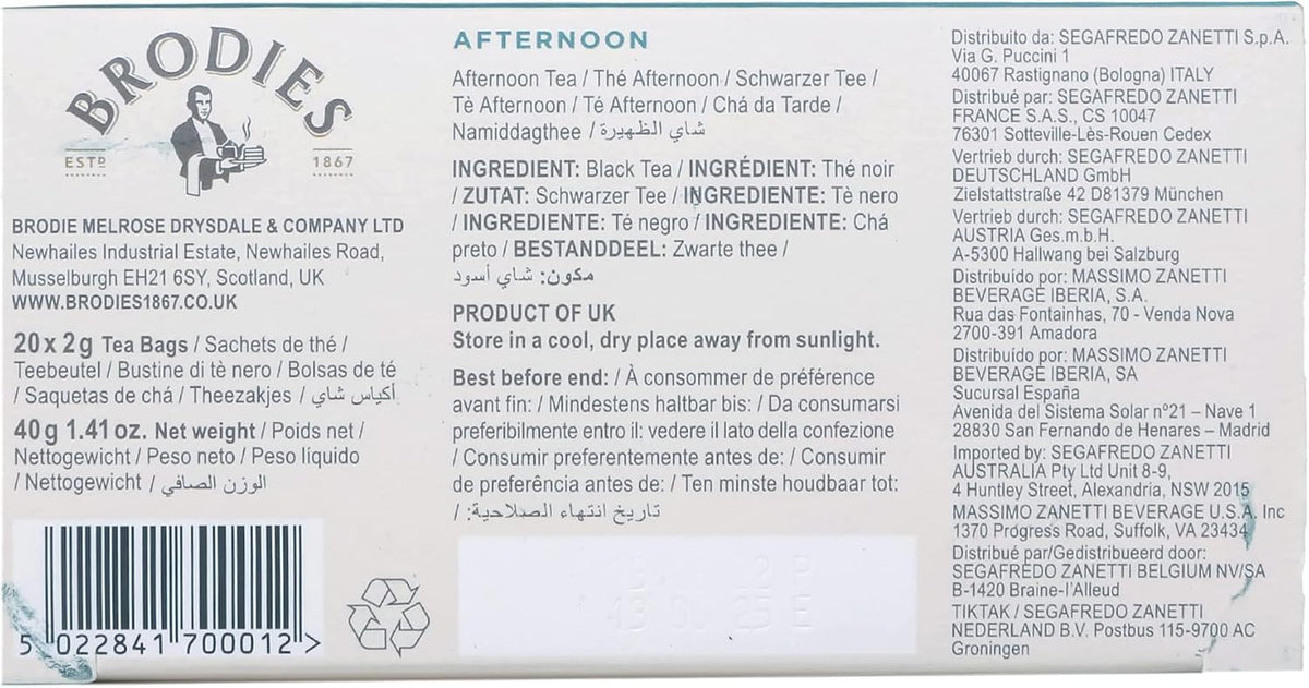 Brodies Afternoon Tea - 6 Boxes of 20 Tea Bags (120 Total) 8