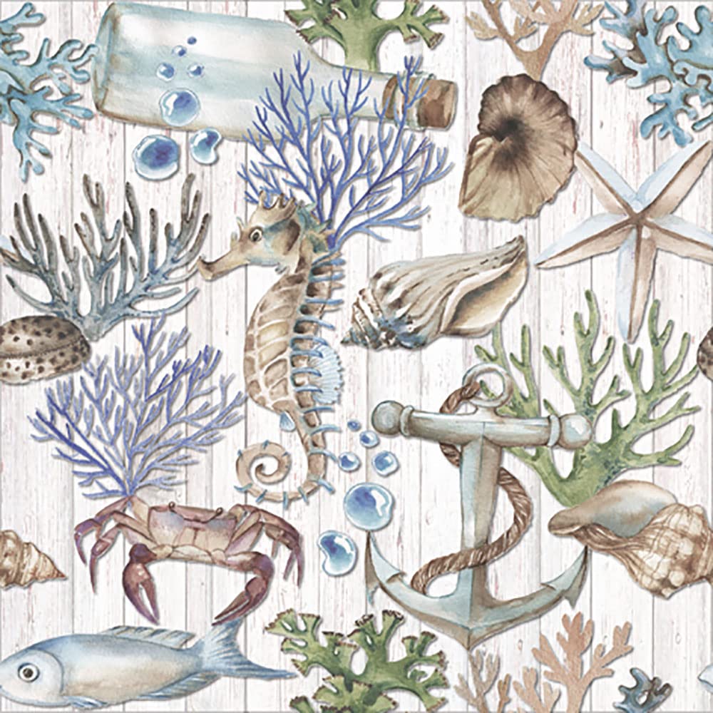Anniversary House Sea Life Treasure Lunch Napkins - 3 Ply, Pack of 1 (20 Count)