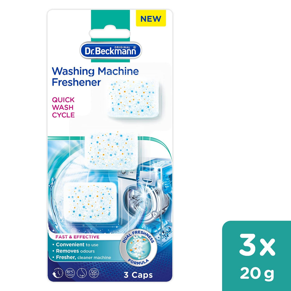 Dr. Beckmann Washing Machine Freshener Tabs - Antibacterial, Fresh Scent | 6 Tabs