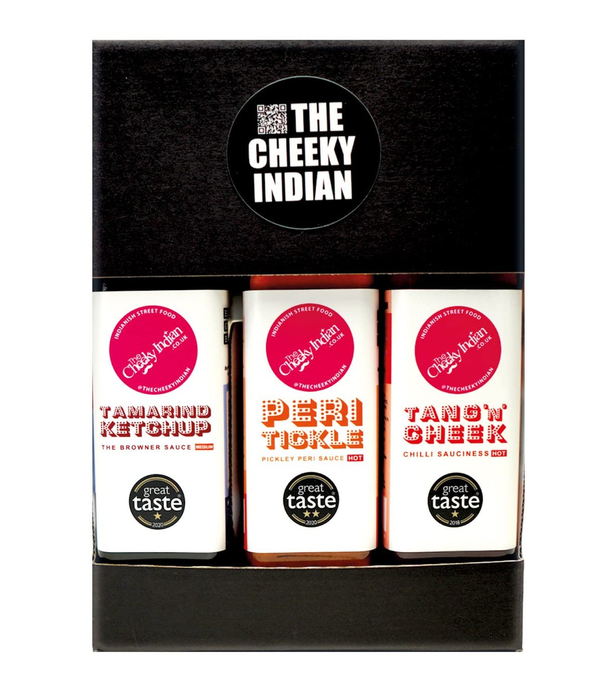 THE CHEEKY INDIAN Tang 'n' Cheek, Tamarind Ketchup & Peri Tickle Sauces Gift Pack - 3 x 225g 1