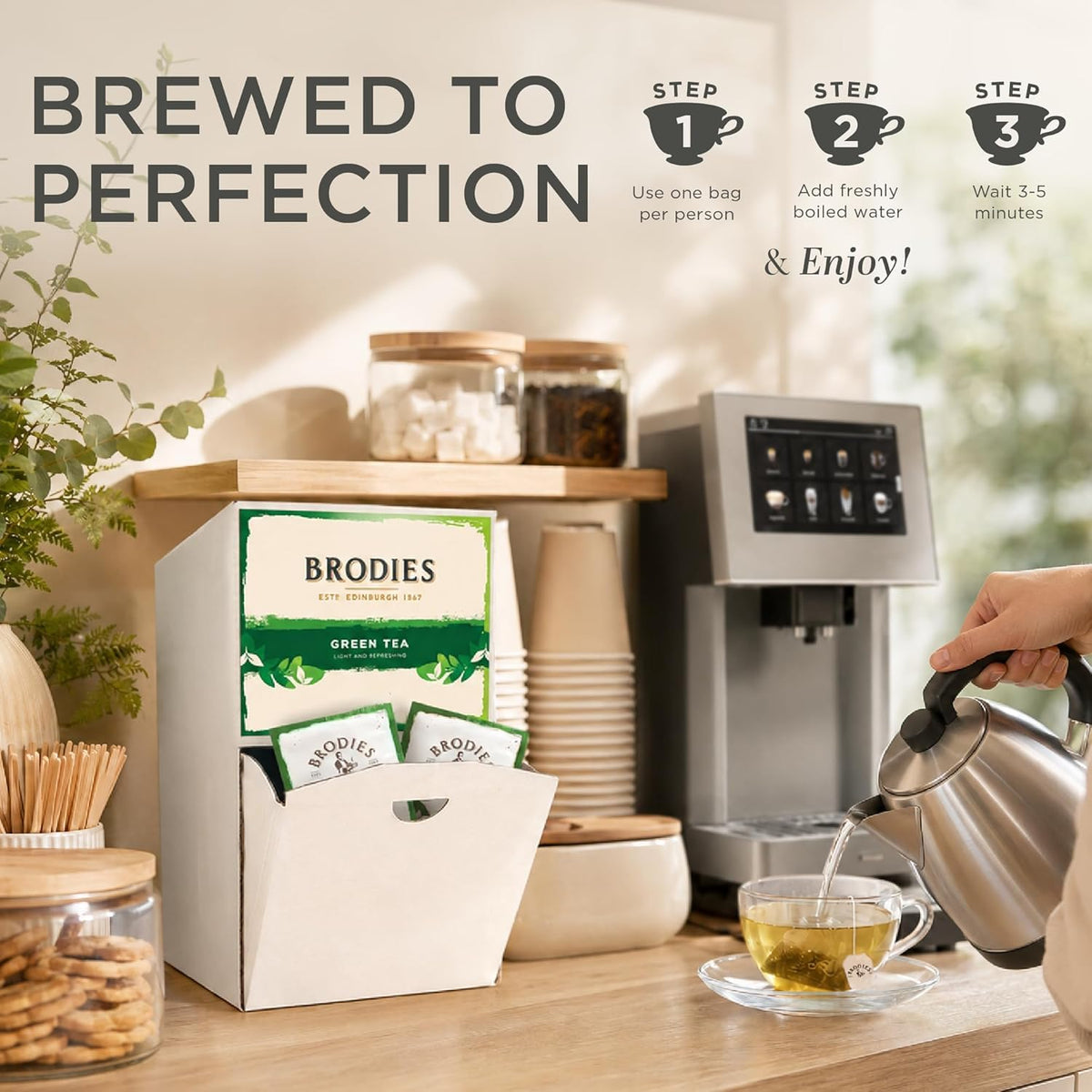 Brodies Green Tea - 250 Tagged & Enveloped Teabags | Light & Refreshing Sencha 4