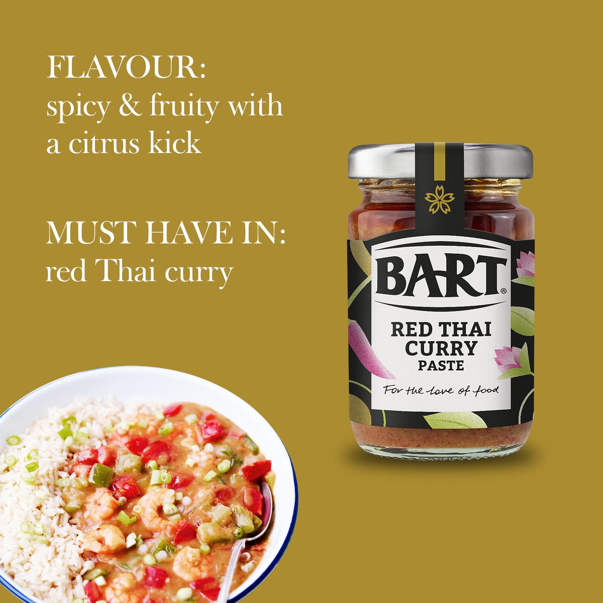 BART Red Thai Curry Paste - 6 x 90g Jars | Medium Heat | Authentic Thai Flavours