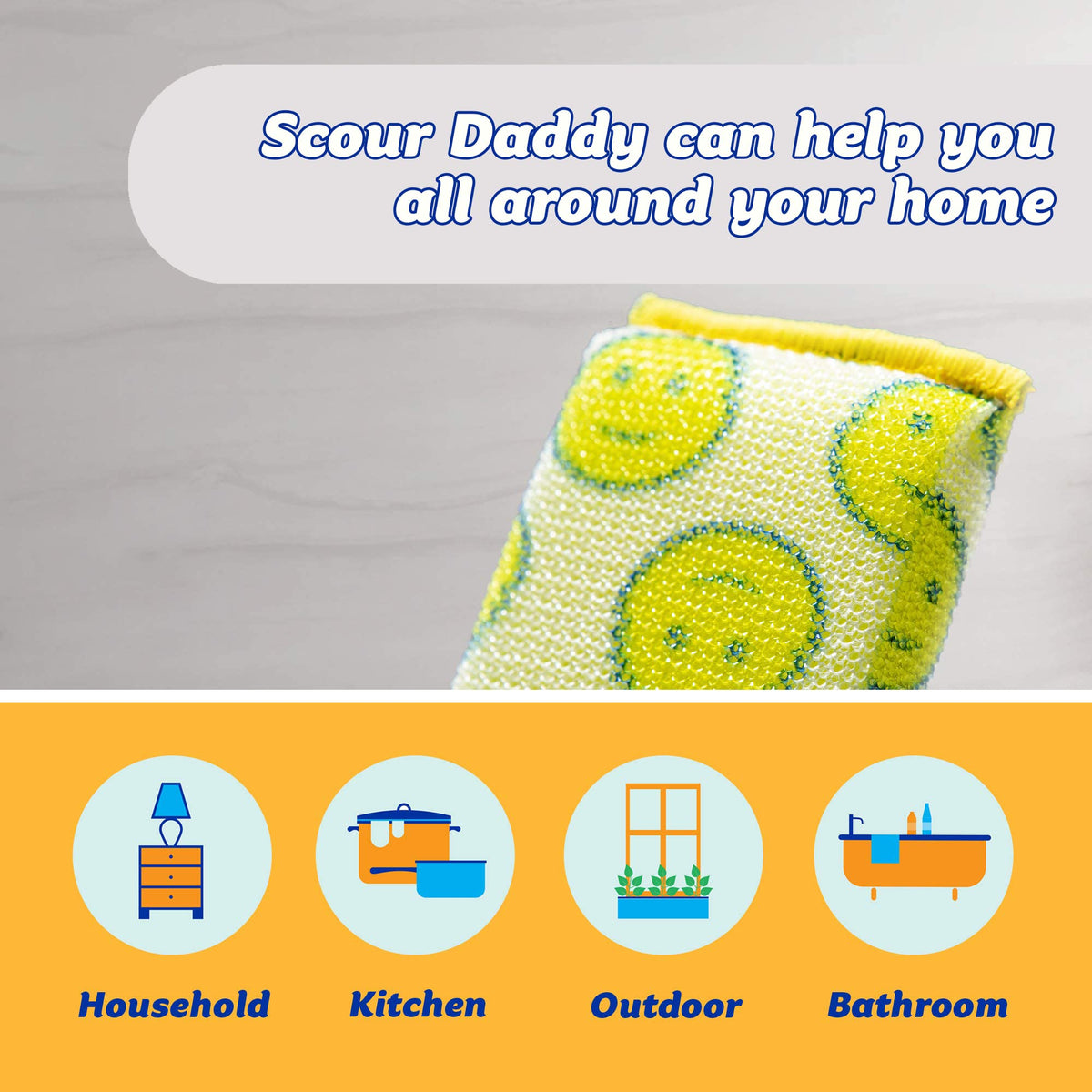 Scrub Daddy Scour Daddy Essentials - Pack of 4 | Scratch-Free Scouring | FlexTexture Core 3