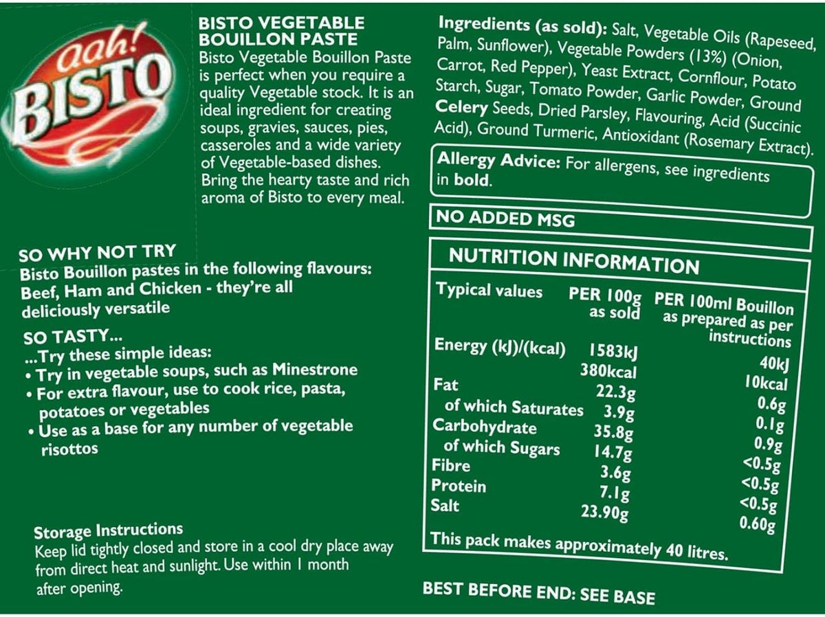 Bisto Gluten Free Vegetable Bouillon Paste - 1 kg Tub