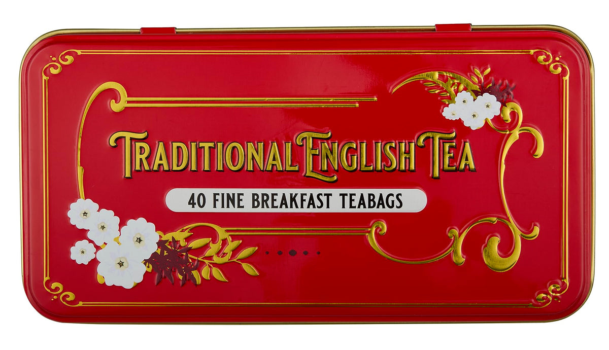 New English Teas Vintage Victorian Tea Tin - 40 English Breakfast Teabags | Red Tin | 80g 2