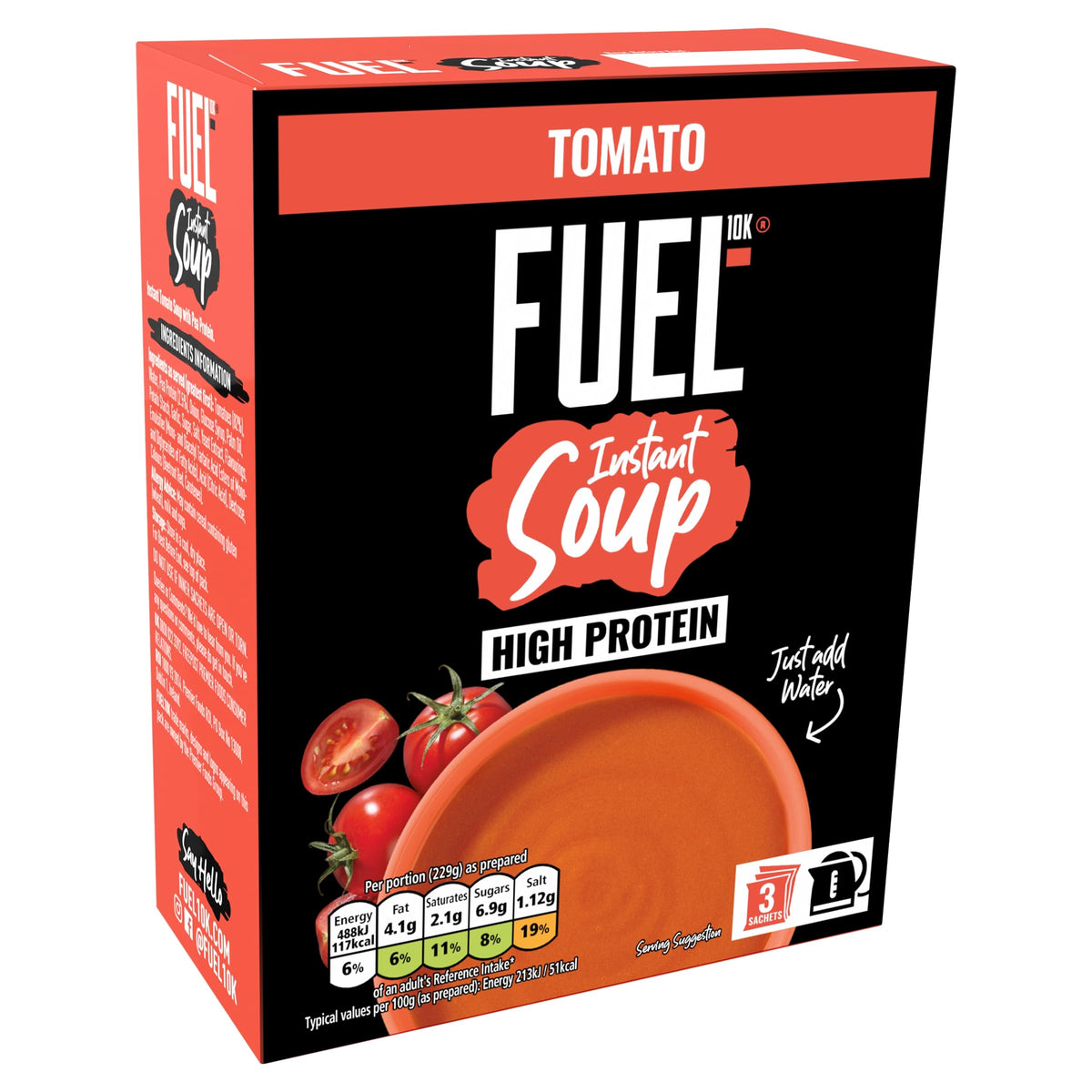 FUEL10K High Protein Tomato Instant Cup Soup - 27 Sachets