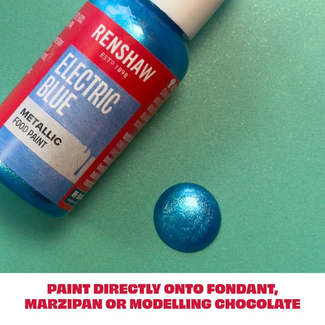 Renshaw Edible Metallic Food Paint - Electric Blue, 20g 3